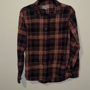 Carhartt Brown Women’s Plaid Button Up Size Small(4/6) Front Pockets EUC Cotton